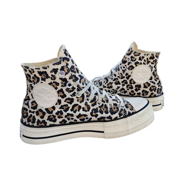 Converse Chuck Taylor All Star Leopard Print Canvas Platform Hi-Top Sneakers - Picture 9 of 11